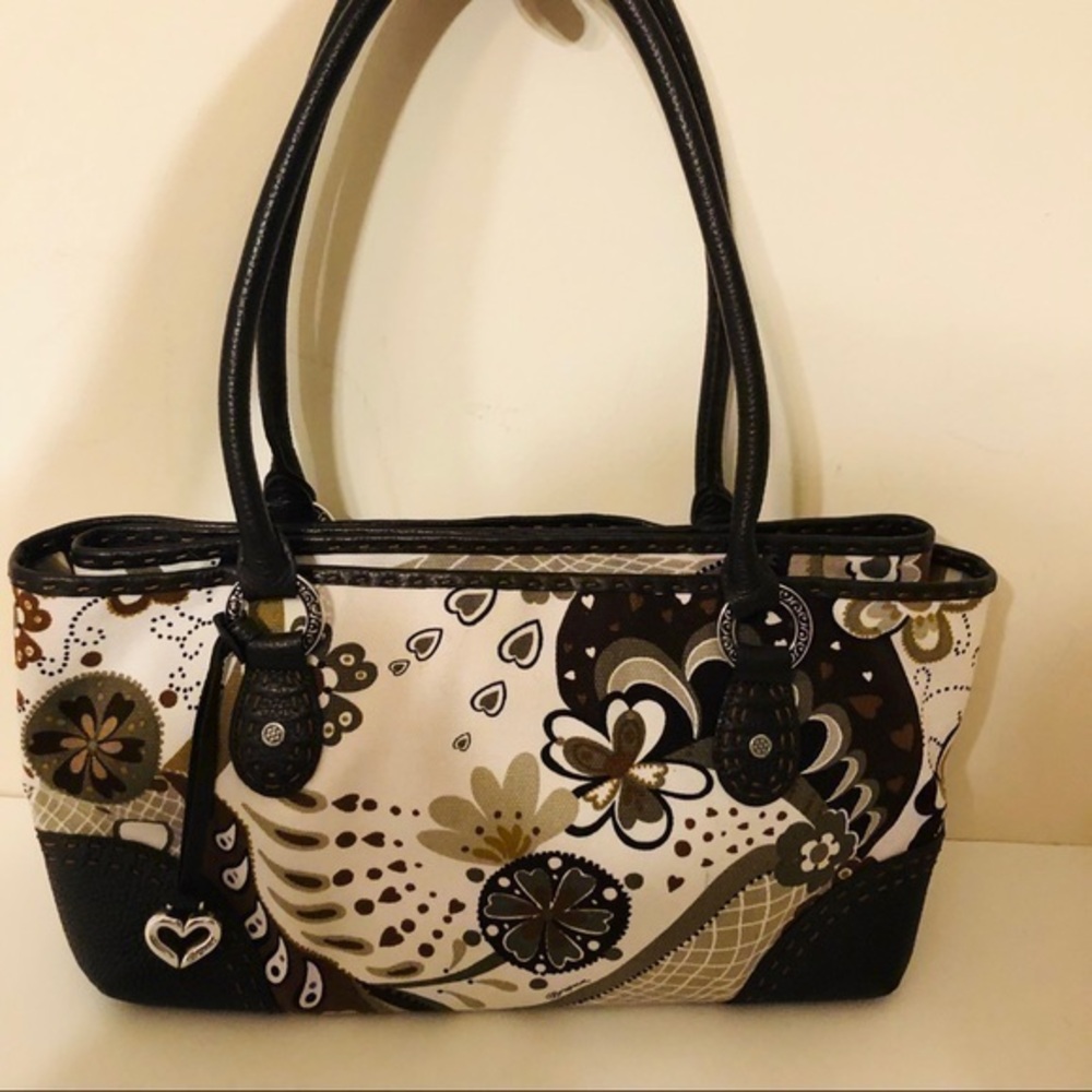 👛 BRIGHTON 👛 floral with brown leather trim bag